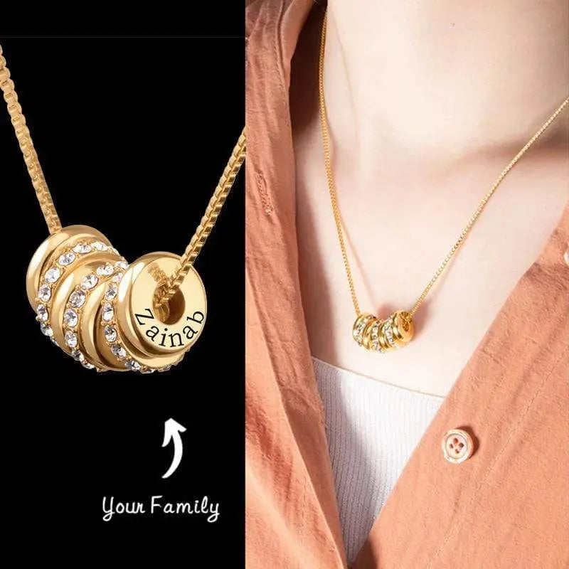 Custom Engraved Beads Necklace Personality Nameplate Family Gift - Blade & Thread