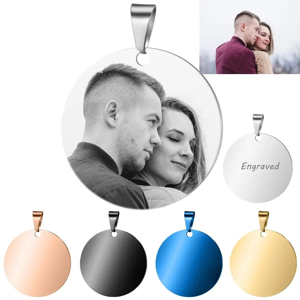Custom Engraved Picture Photos Name Love Necklace for Women Heart Pendant - Blade & Thread