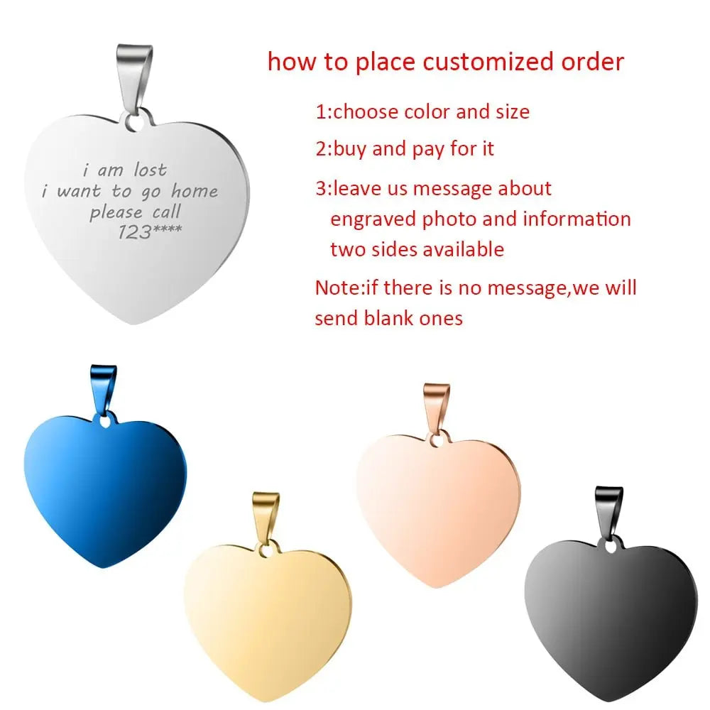 Custom Engraved Picture Photos Name Love Necklace for Women Heart Pendant - Blade & Thread