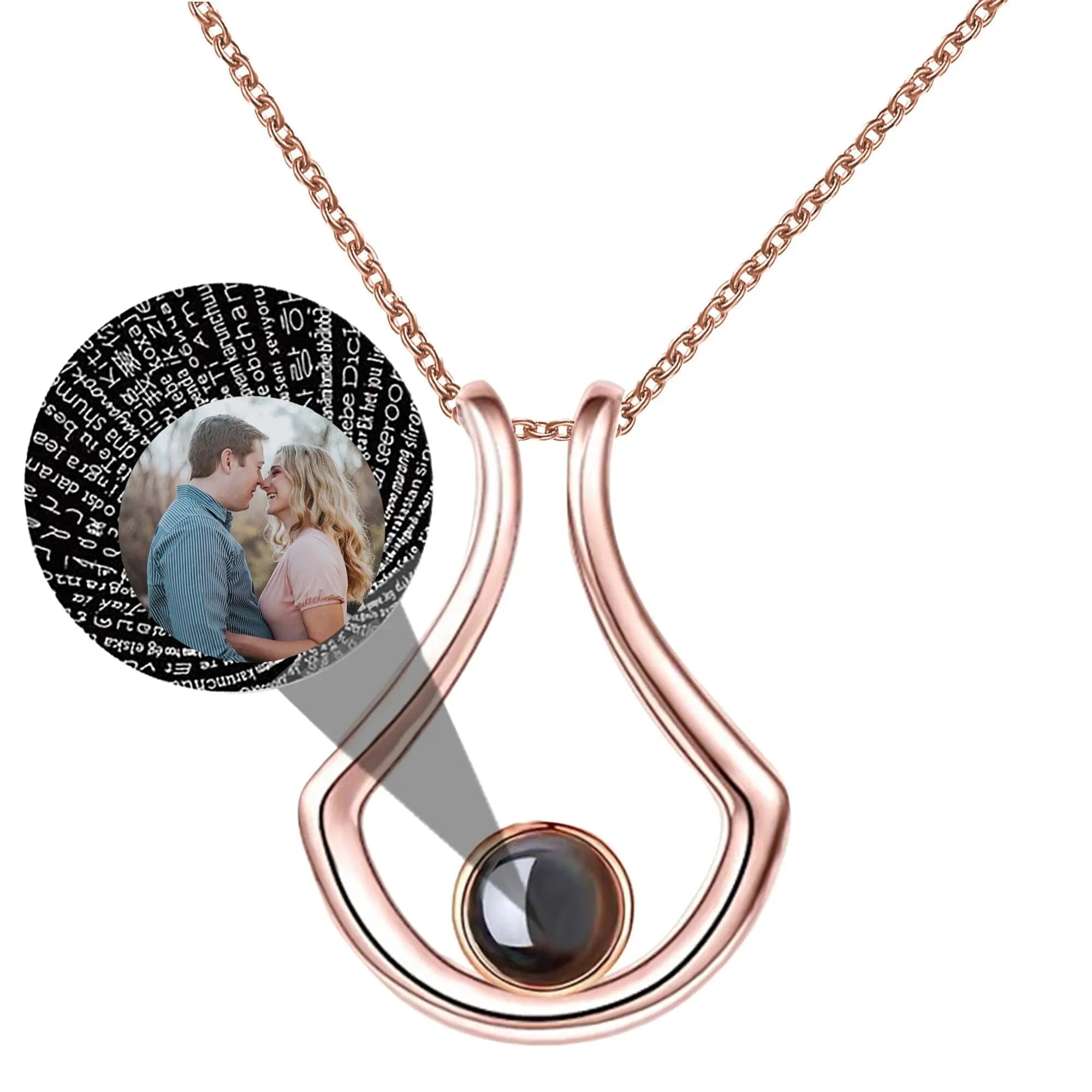Custom Geometric Bracket Curved Projection Necklace Personalized Color Photo nowadaysfashion
