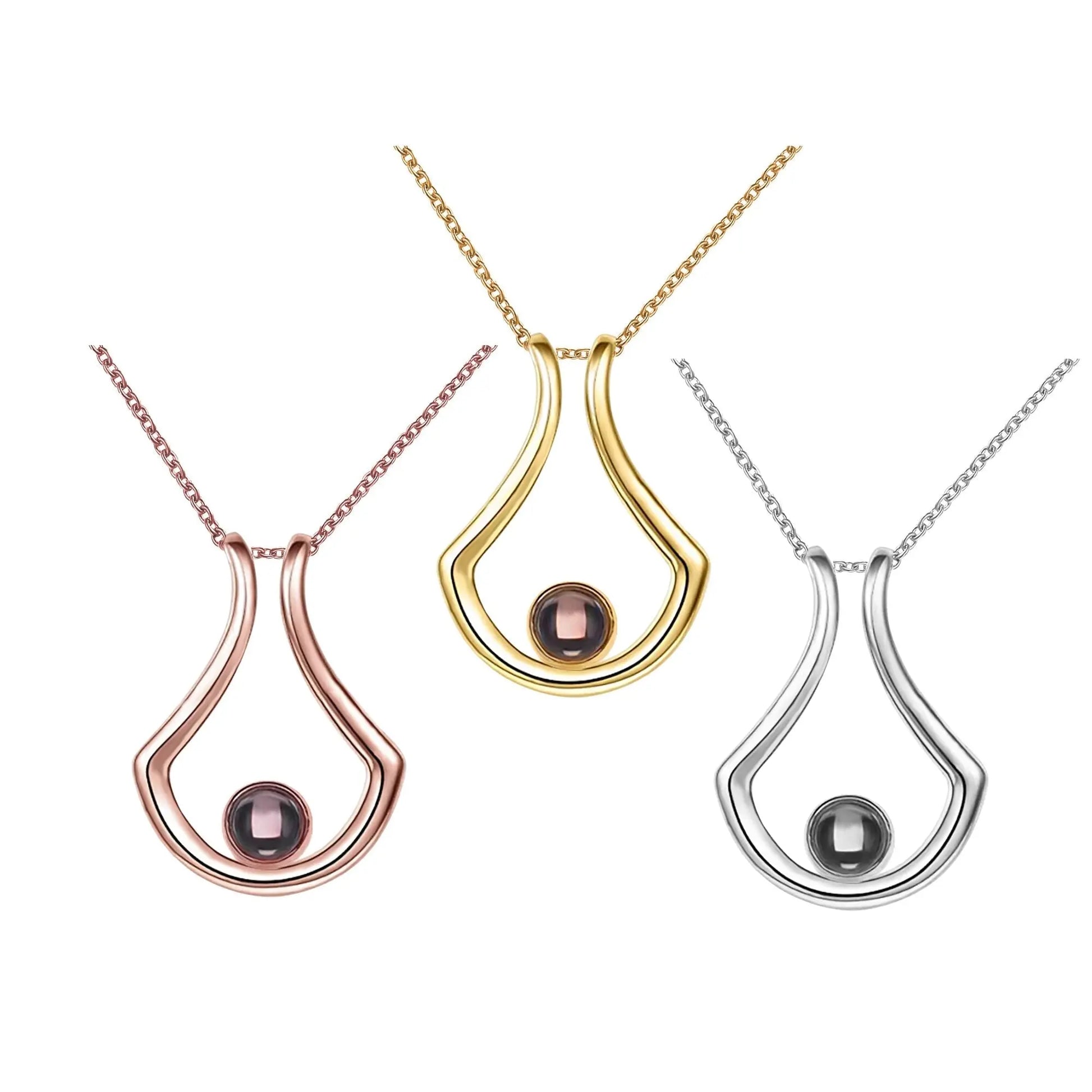 Custom Geometric Bracket Curved Projection Necklace Personalized Color Photo - Blade & Thread