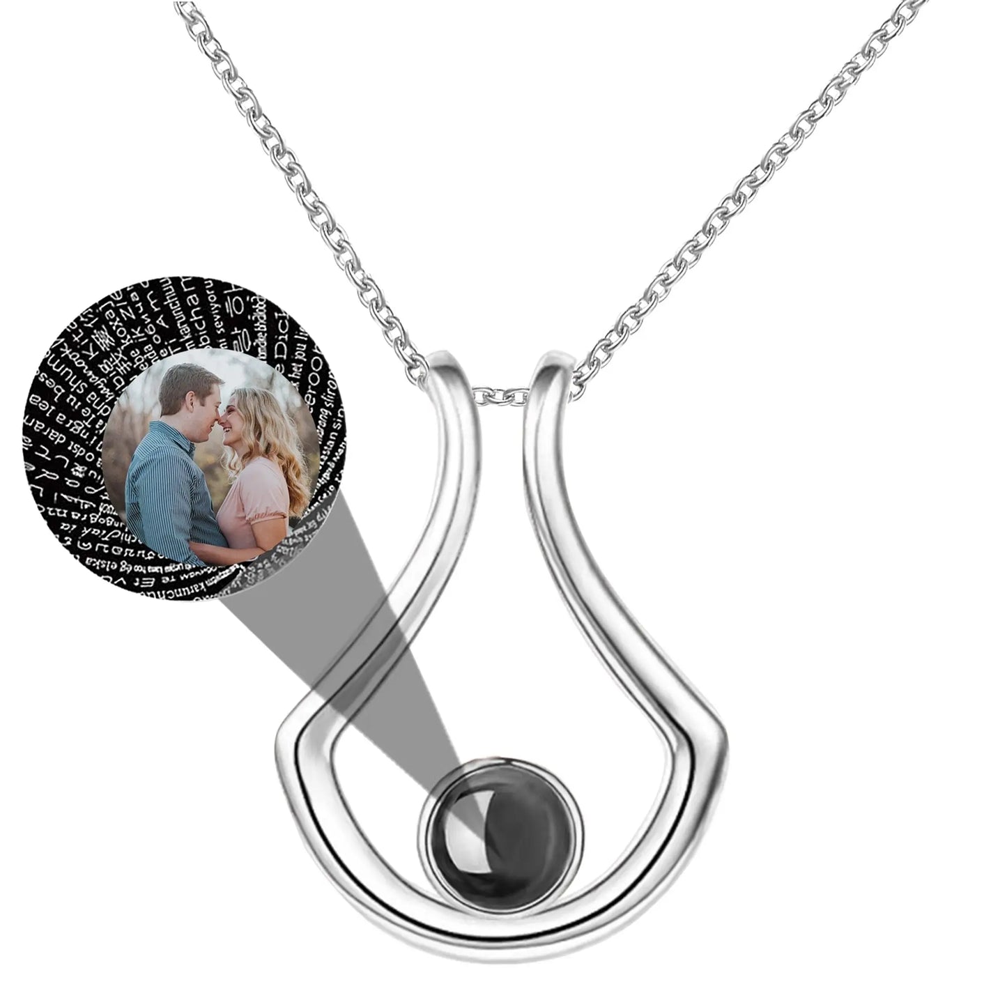 Custom Geometric Bracket Curved Projection Necklace Personalized Color Photo - Blade & Thread
