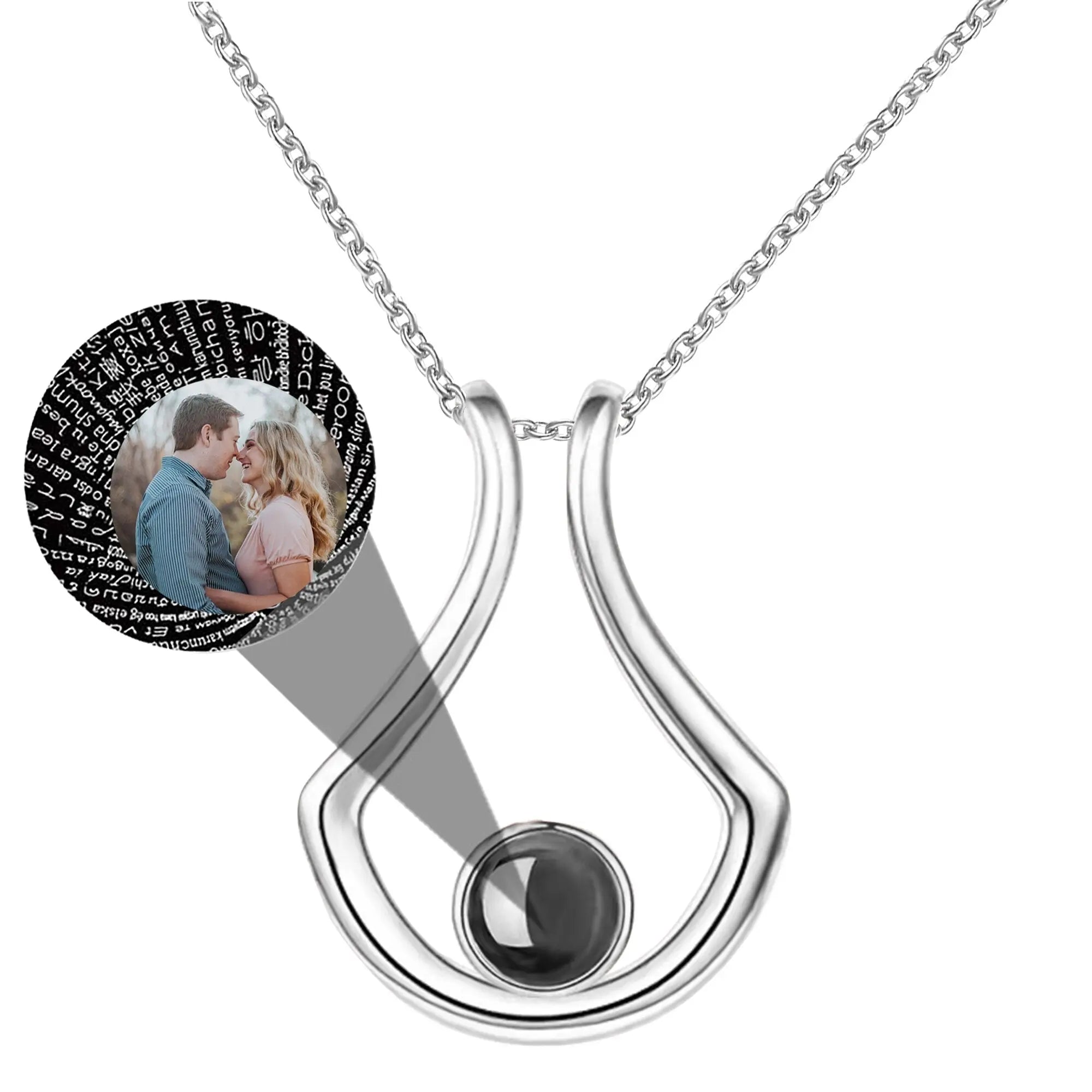Custom Geometric Bracket Curved Projection Necklace Personalized Color Photo nowadaysfashion