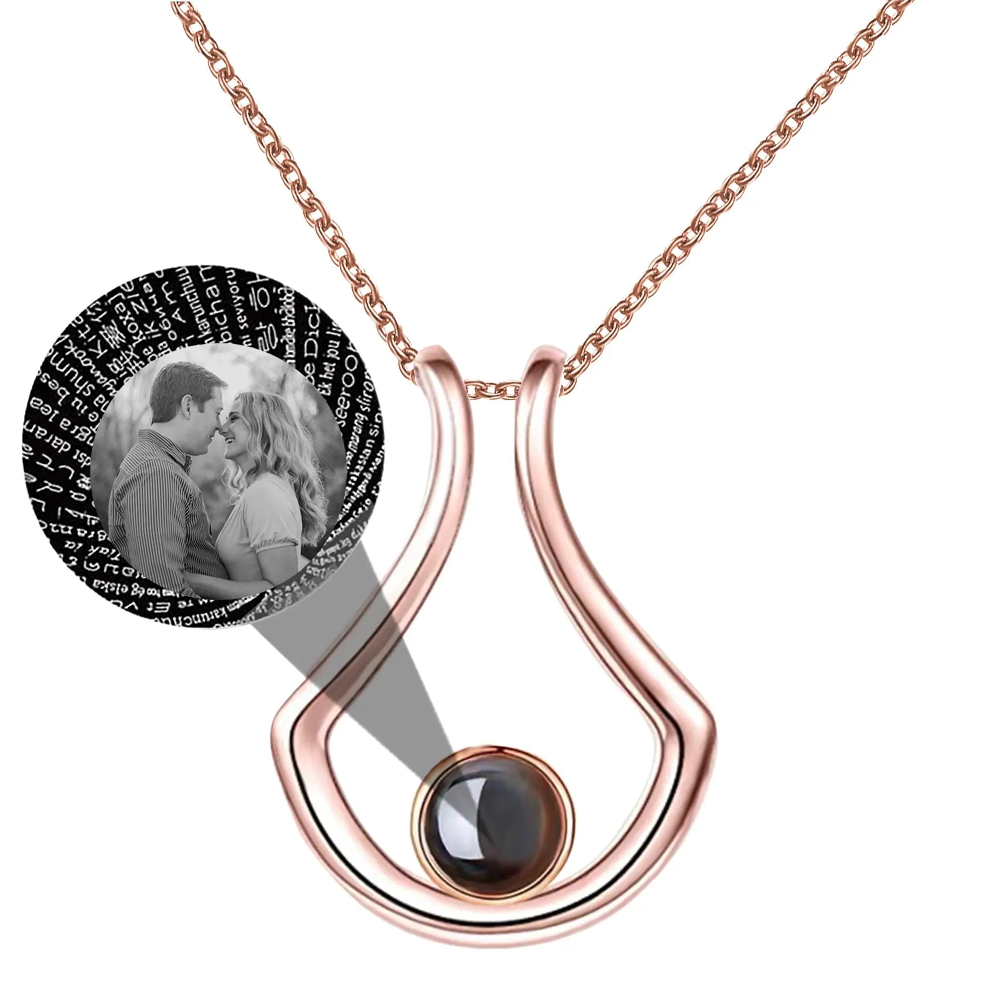 Custom Geometric Bracket Curved Projection Necklace Personalized Color Photo nowadaysfashion