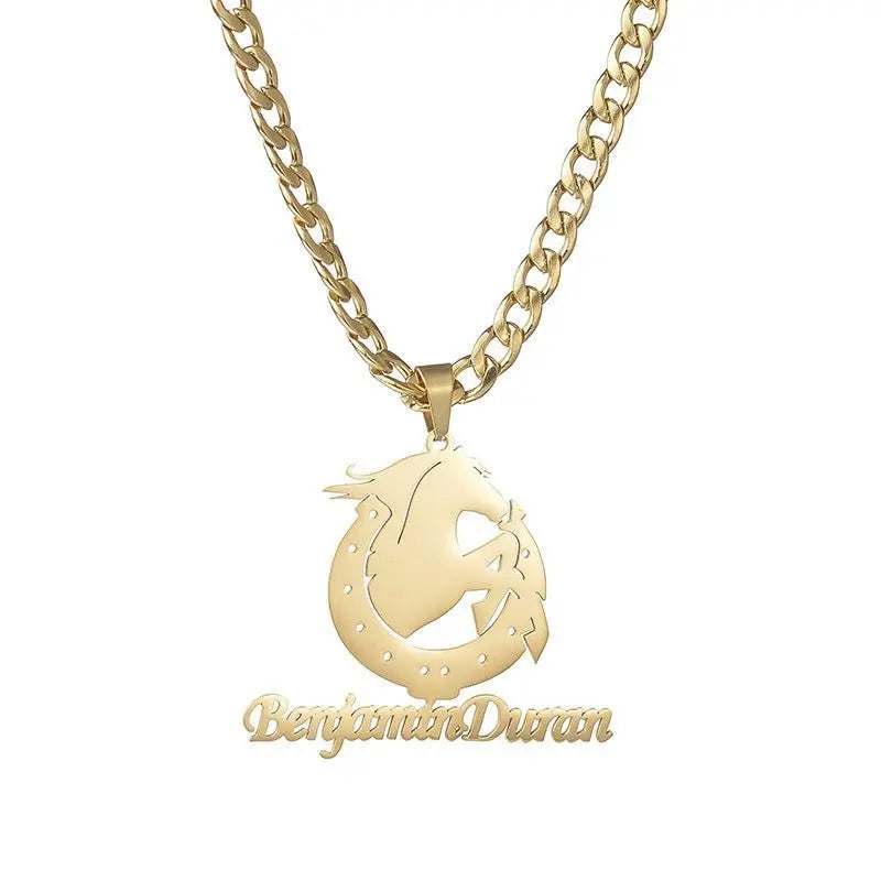 Custom Horse Name Necklace Stainless Steel Personalized Jewelry - Blade & Thread