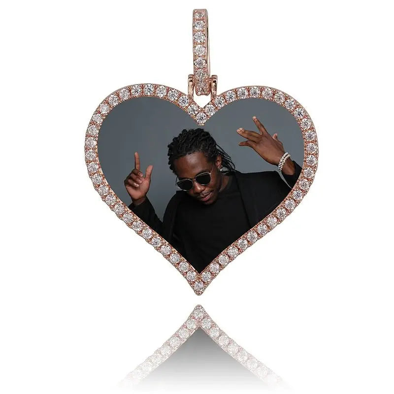 Custom Made Photo Heart Medallions Necklace & Pendant Men's Hip hop Jewelry - Blade & Thread