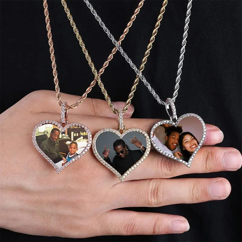 Custom Made Photo Heart Medallions Necklace & Pendant Men's Hip hop Jewelry - Blade & Thread