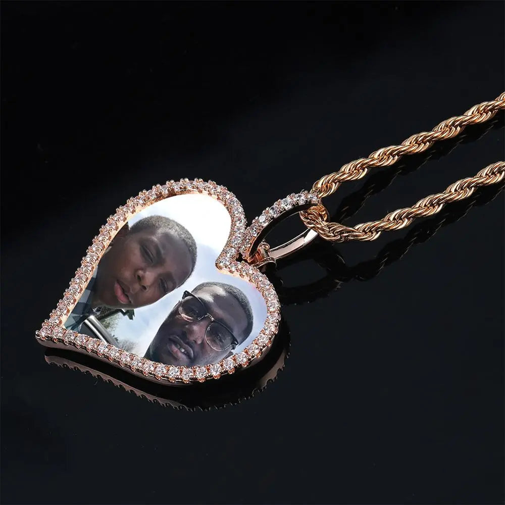 Custom Made Photo Heart Medallions Necklace & Pendant Men's Hip hop Jewelry - Blade & Thread