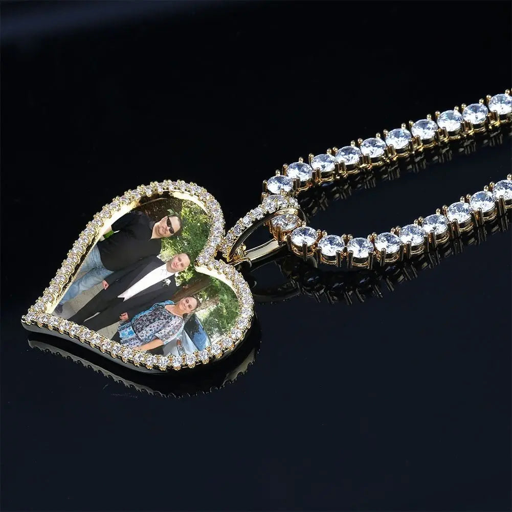 Custom Made Photo Heart Medallions Necklace & Pendant Men's Hip hop Jewelry - Blade & Thread