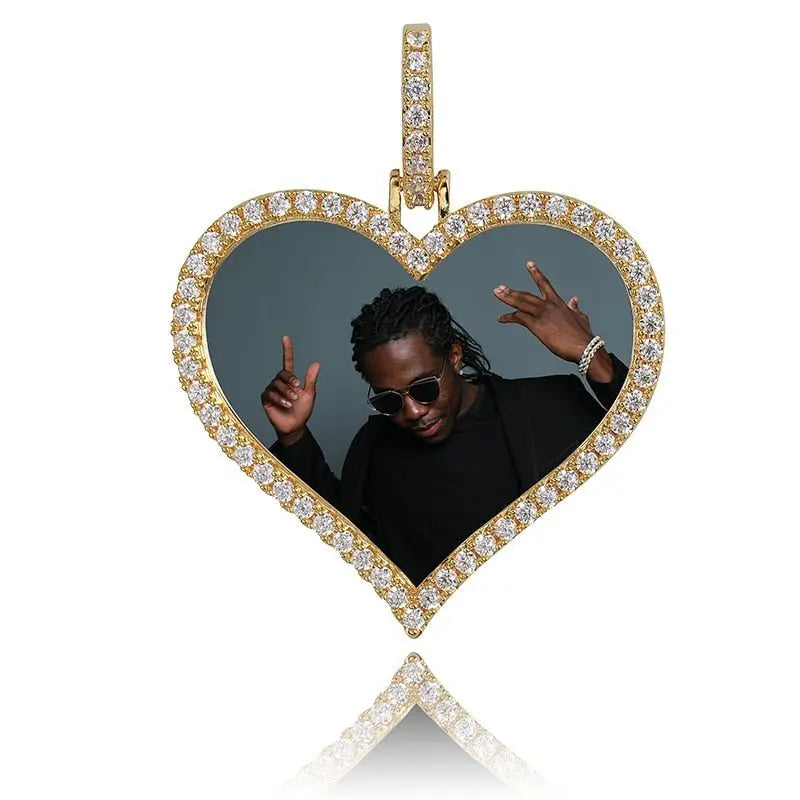 Custom Made Photo Heart Medallions Necklace & Pendant Men's Hip hop Jewelry - Blade & Thread