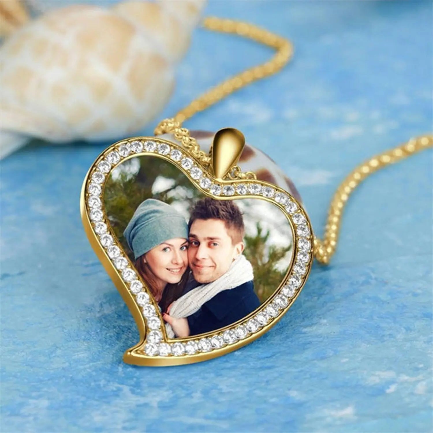 Custom Made Photo Necklace Pendant Hip Hop Heart-shaped Necklace Iced Out Cubic Zircon Jewelry - Blade & Thread