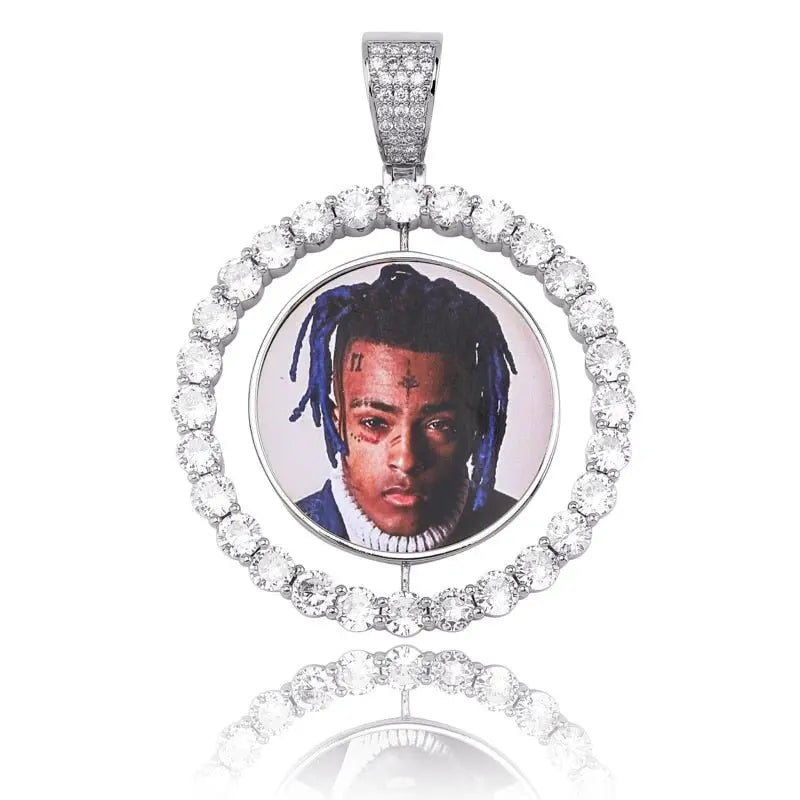 Custom Made Photo Rotating double-sided Medallions Pendant Necklace Men's Hip hop Jewelry nowadaysfashion