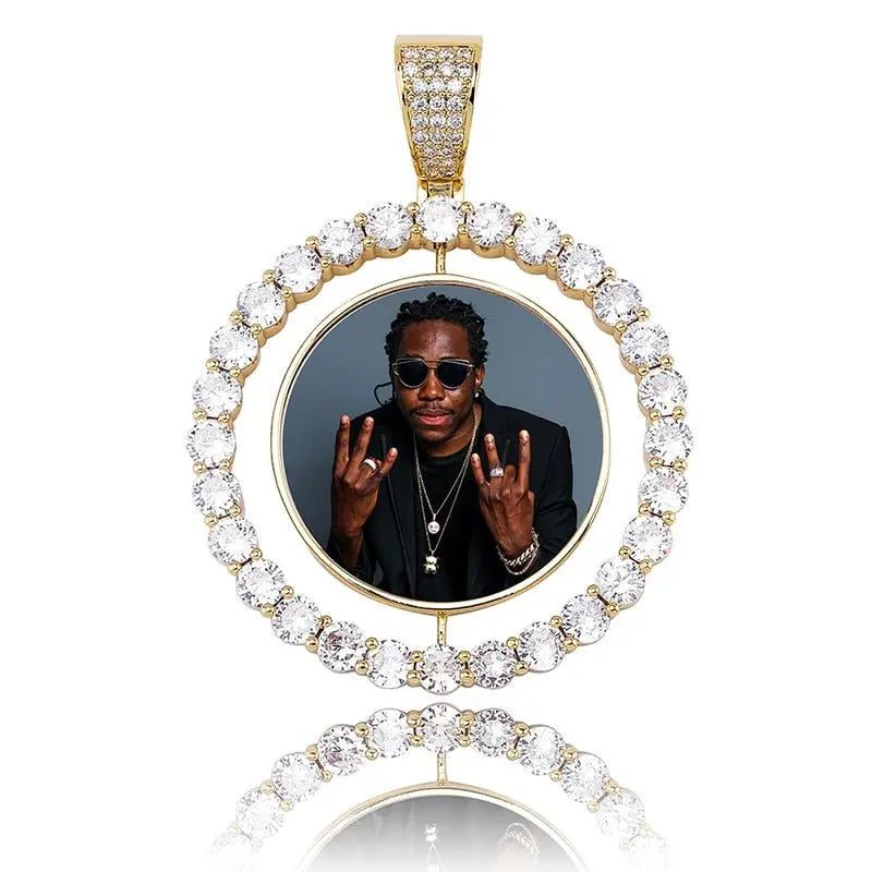 Custom Made Photo Rotating double-sided Medallions Pendant Necklace Men's Hip hop Jewelry nowadaysfashion