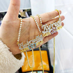 Custom mexican gold name necklace 3d nameplate necklace Birthstone nowadaysfashion