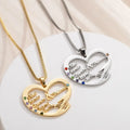 Custom Mom Necklace With Birthstones Personalized Heart Mother And Child Name Pendant nowadaysfashion
