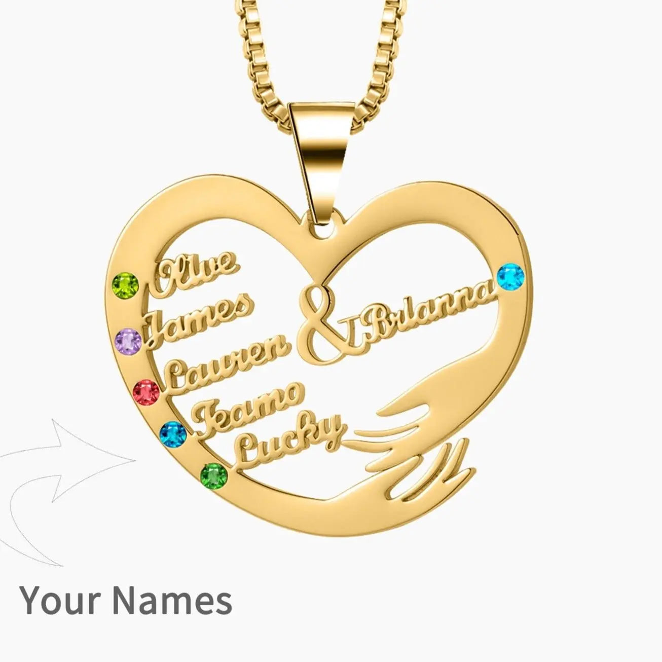 Custom Mom Necklace With Birthstones Personalized Heart Mother And Child Name Pendant - Blade & Thread