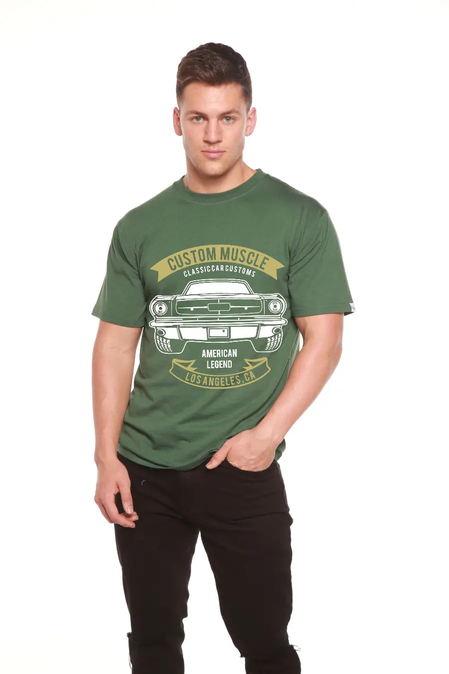 Custom Muscle Men's Bamboo Viscose/Organic Cotton Short Sleeve Graphic T-Shirt Spun Bamboo