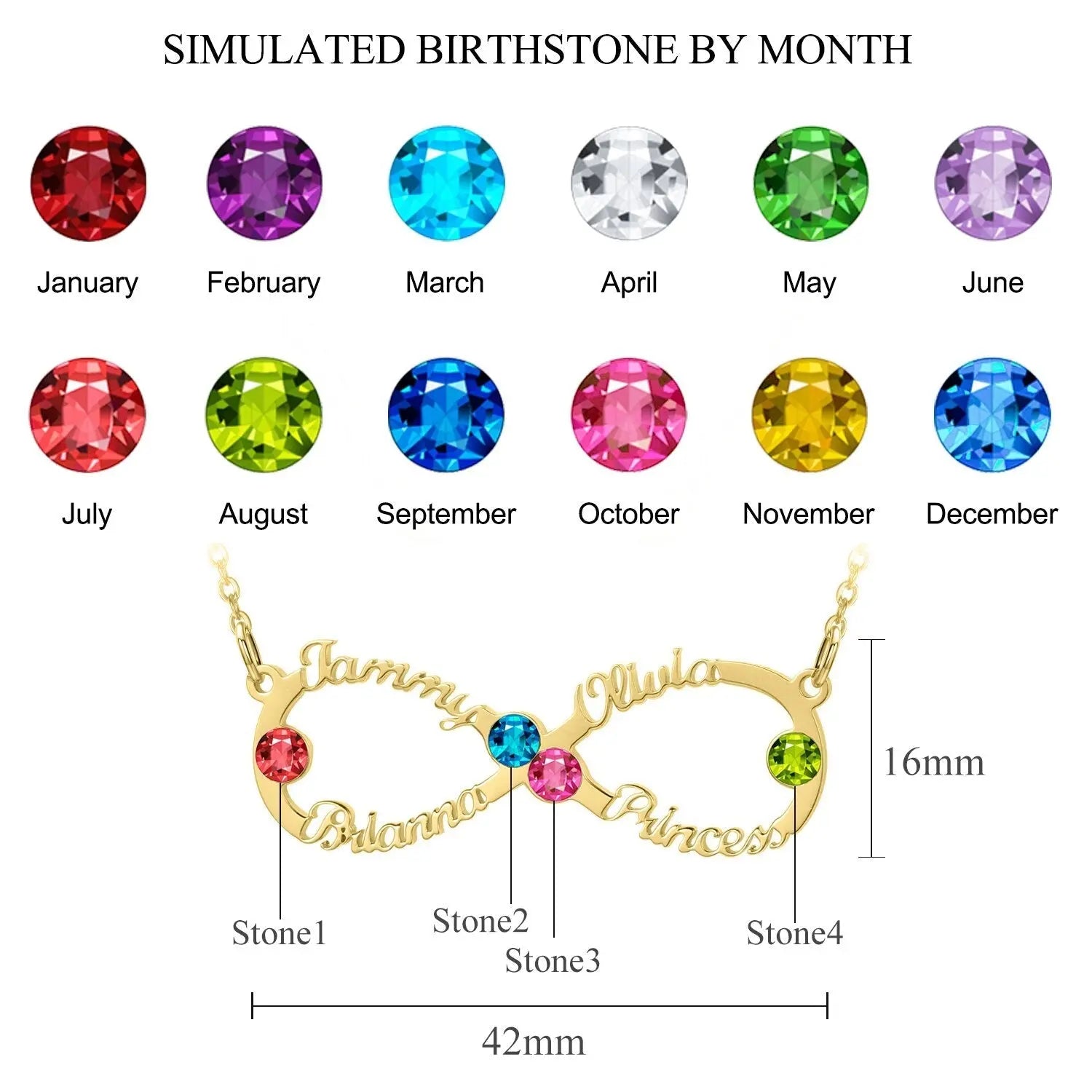 Custom Name Necklace Custom Infinite Loop Necklace Pendant Personalized Birthstone nowadaysfashion