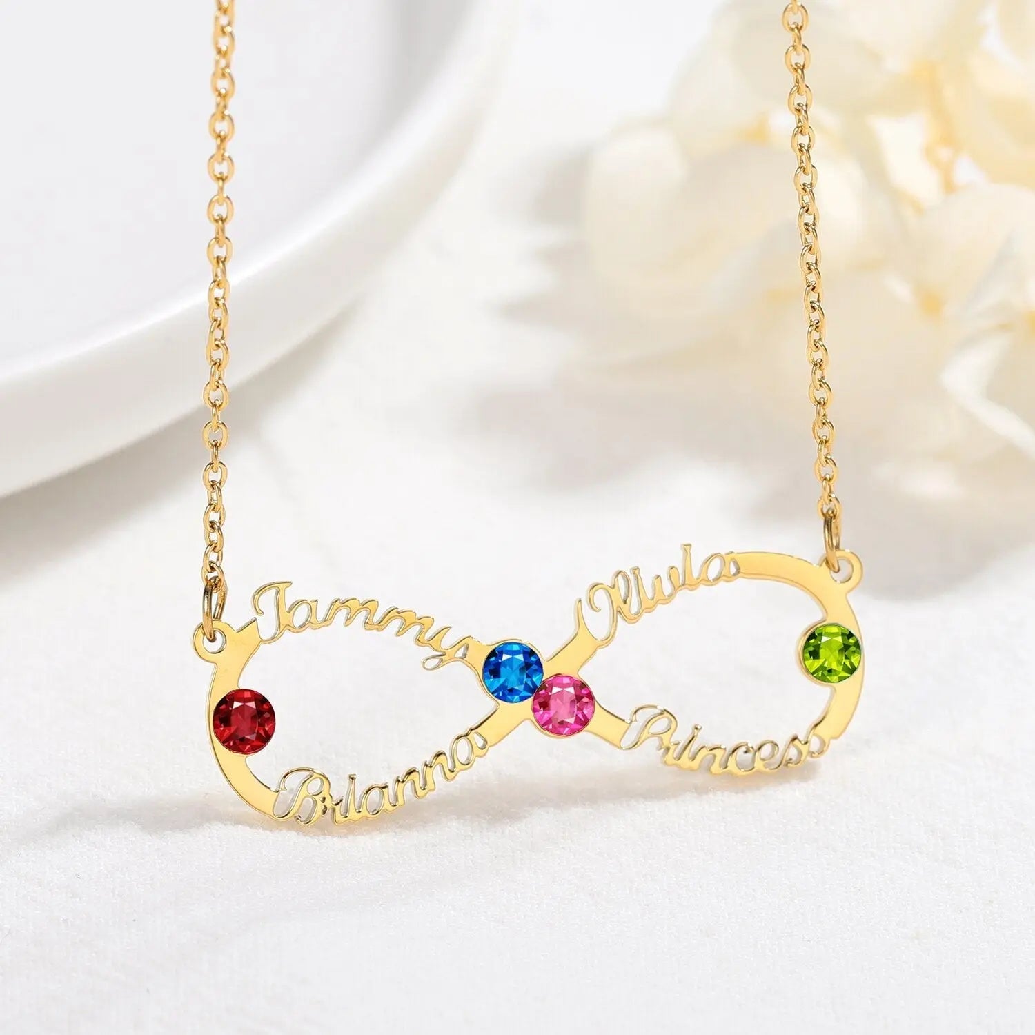 Custom Name Necklace Custom Infinite Loop Necklace Pendant Personalized Birthstone nowadaysfashion