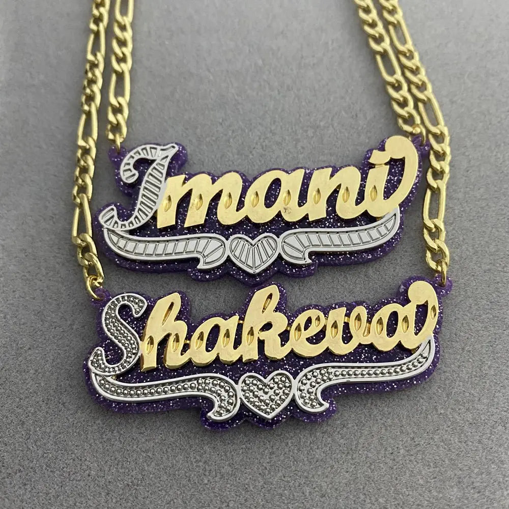 Custom Name Necklace Double Nameplate Acrylic Pendant Necklace Customized Name - Blade & Thread