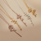 Custom Name Necklace Handwriting Style With Flower Personalized Name Jewelry nowadaysfashion