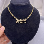 Custom Name Necklace With Heart Stainless Steel Cuban Chain Necklace nowadaysfashion