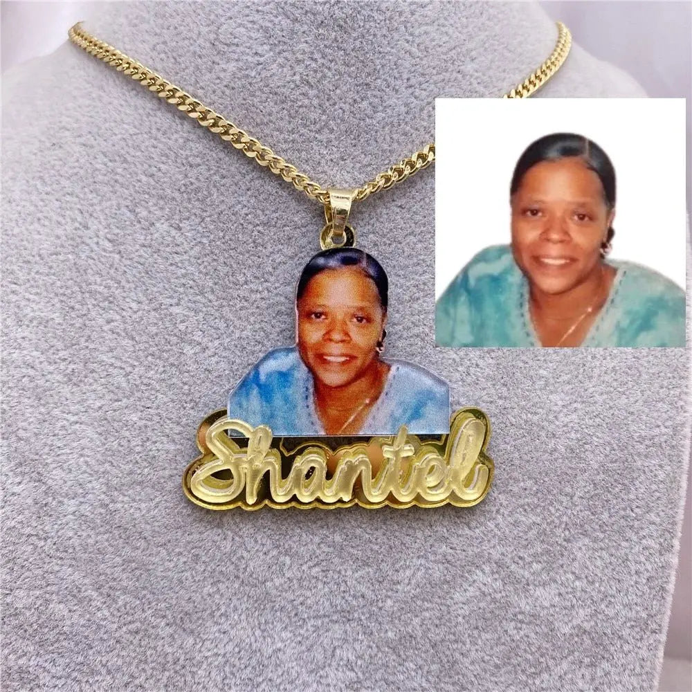 Custom Name Picture Necklace for Kids Personalized Acrylic Pendent Necklace Custome Memory Jewelry - Blade & Thread