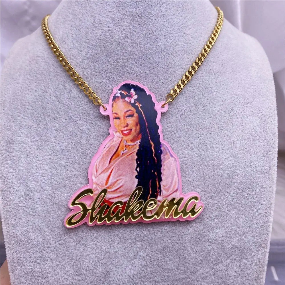 Custom Name Picture Necklace for Women Personalized Acrylic Pendent Necklace Custome Jewelry - Blade & Thread