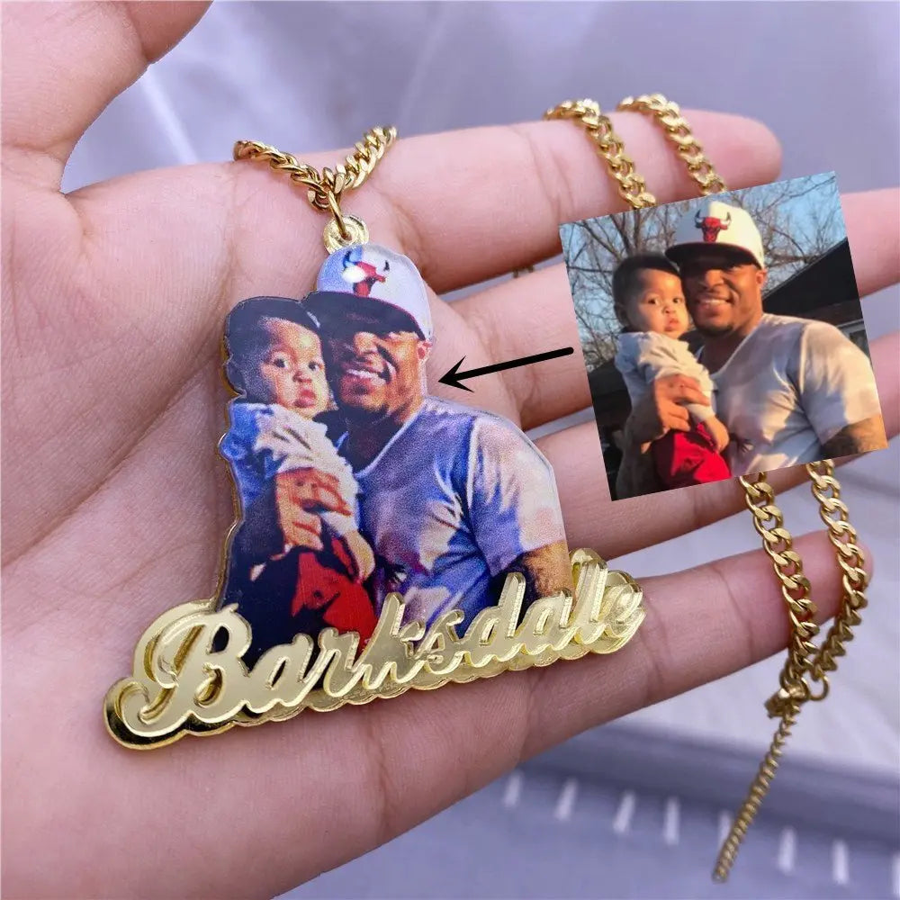 Custom Name Picture Necklace for Women Personalized  Acrylic Pendent Necklace Custome Jewelry nowadaysfashion