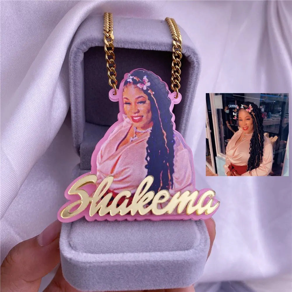 Custom Name Picture Necklace for Women Personalized Acrylic Pendent Necklace Custome Jewelry - Blade & Thread