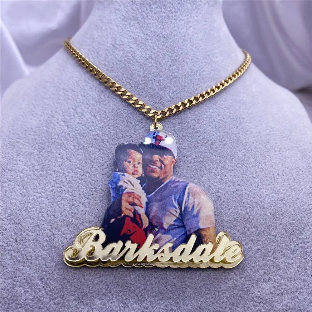 Custom Name Picture Necklace for Women Personalized Acrylic Pendent Necklace Custome Jewelry - Blade & Thread