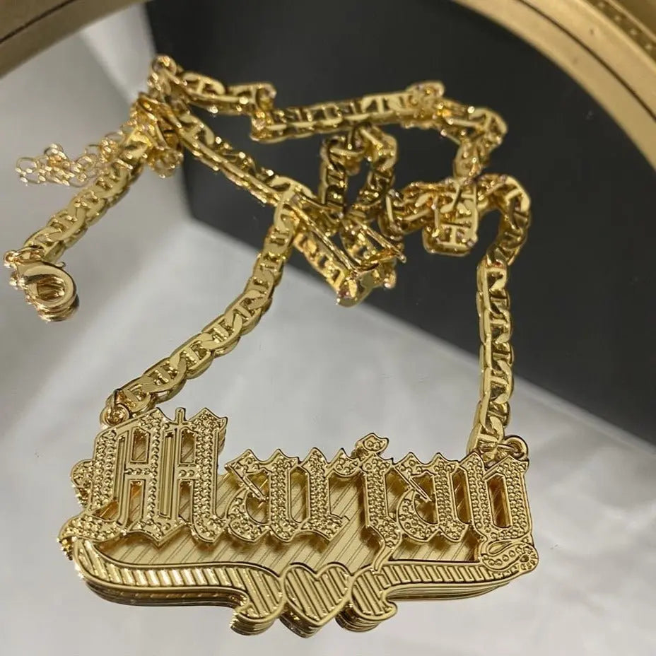 Custom Nameplate Necklace 3D Pendant Necklace Personalized Custom Name Jewelry - Blade & Thread