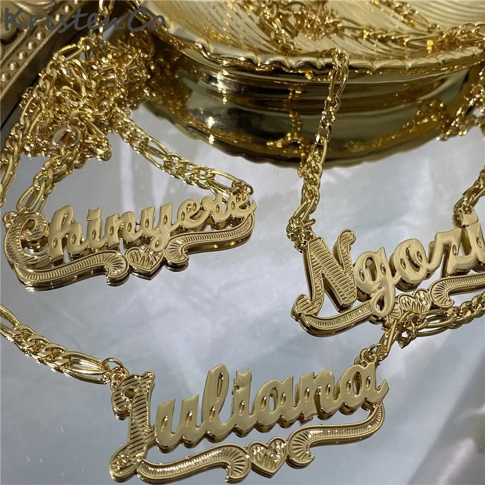 Custom Nameplate Necklace 3D Pendant Necklace Personalized Custom Name Jewelry nowadaysfashion