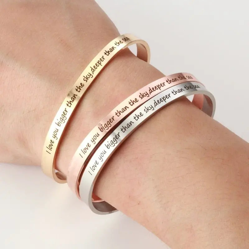 Custom Necklace Bar Engraved Name Text Bangle Cuff Jewelry - Blade & Thread