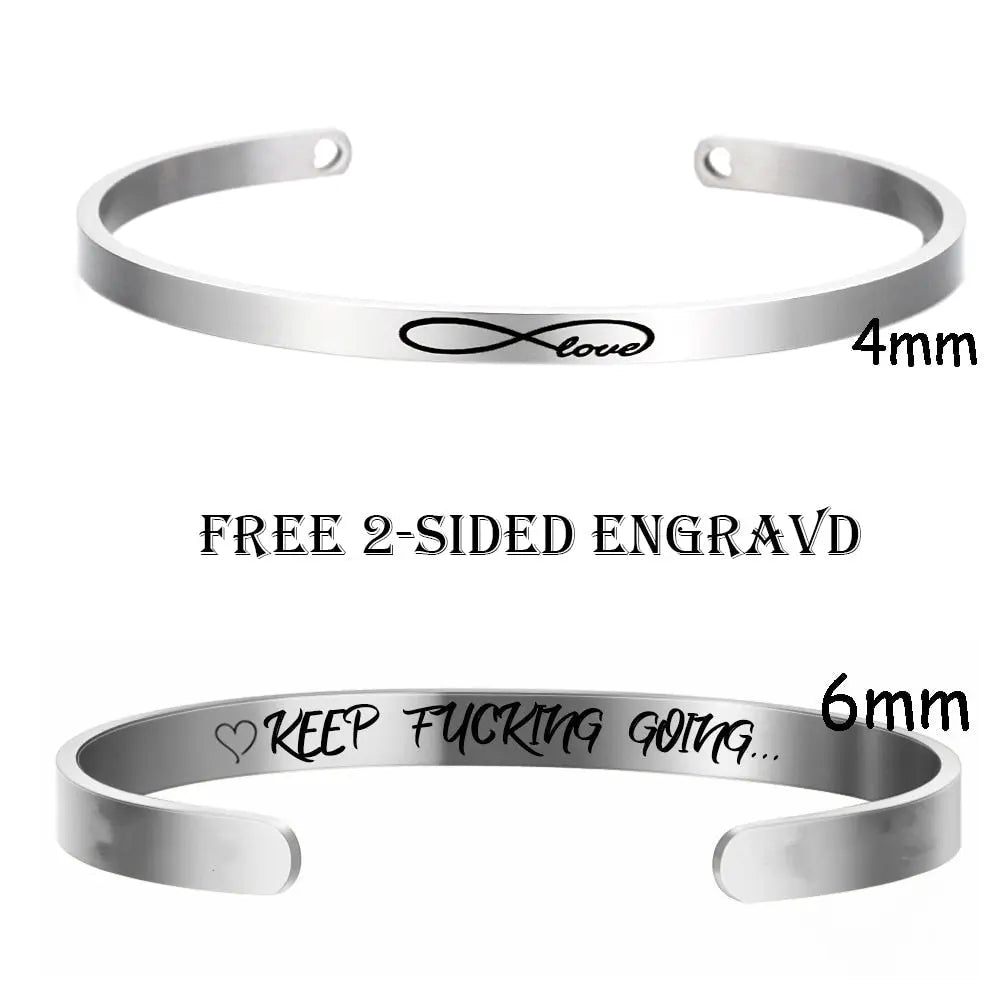 Custom Necklace Bar Engraved Name Text Bangle Cuff Jewelry - Blade & Thread