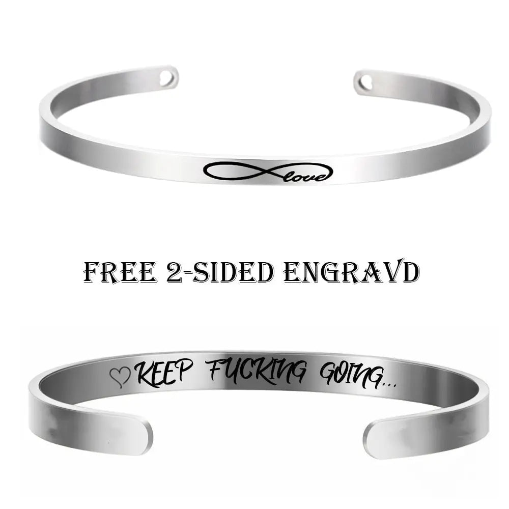 Custom Necklace Bar Engraved Name Text Bangle Cuff Jewelry - Blade & Thread