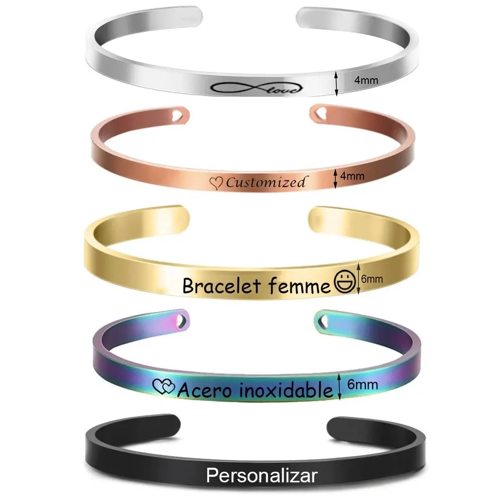 Custom Necklace Bar Engraved Name Text Bangle Cuff Jewelry nowadaysfashion