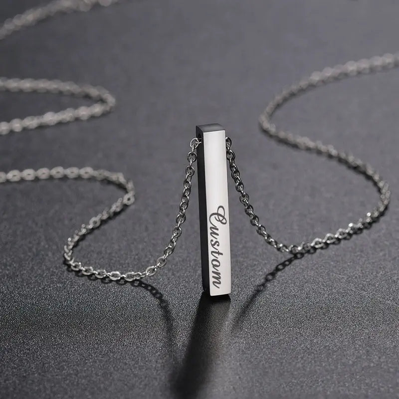 Custom Necklace Bar Engraved Name Text Bangle Cuff Jewelry - Blade & Thread