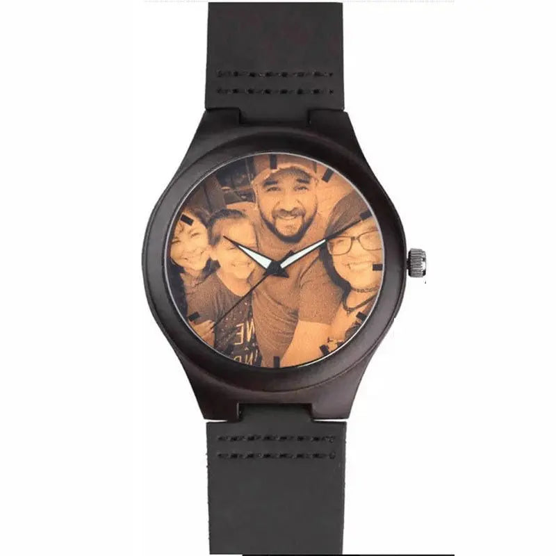 Custom Photo and Words Watch Jewelry Wood Quartz Watch For Personalized Photo Watch - Blade & Thread