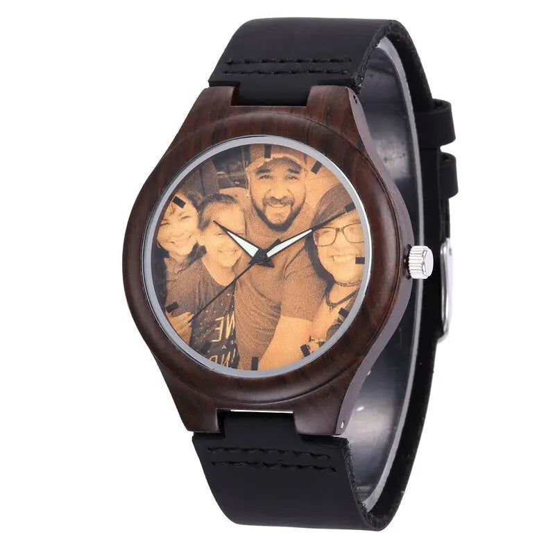 Custom Photo and Words Watch Jewelry Wood Quartz Watch For Personalized Photo Watch - Blade & Thread