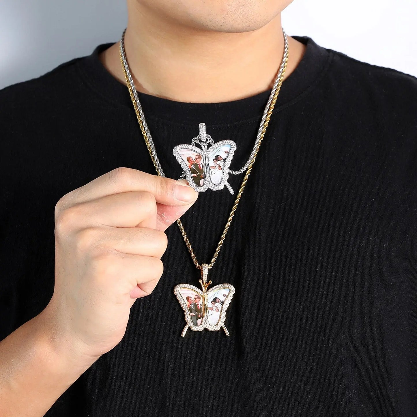 Custom Photo Butterfly Shape Necklace Pendant - Blade & Thread