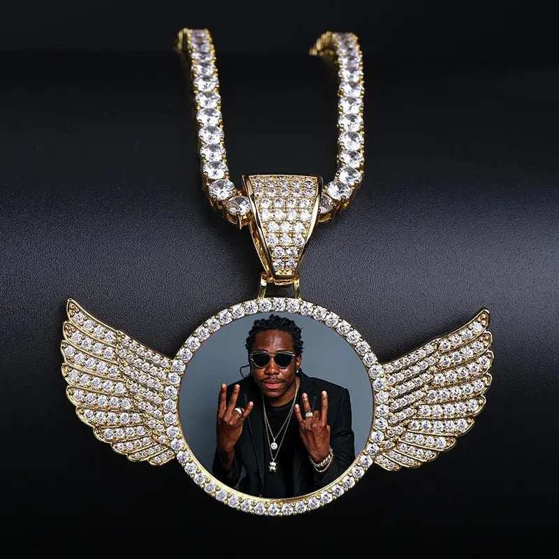 Custom Photo Memory Medallions Necklace With Tennis Chain With Cubic Zircon Chains - Blade & Thread