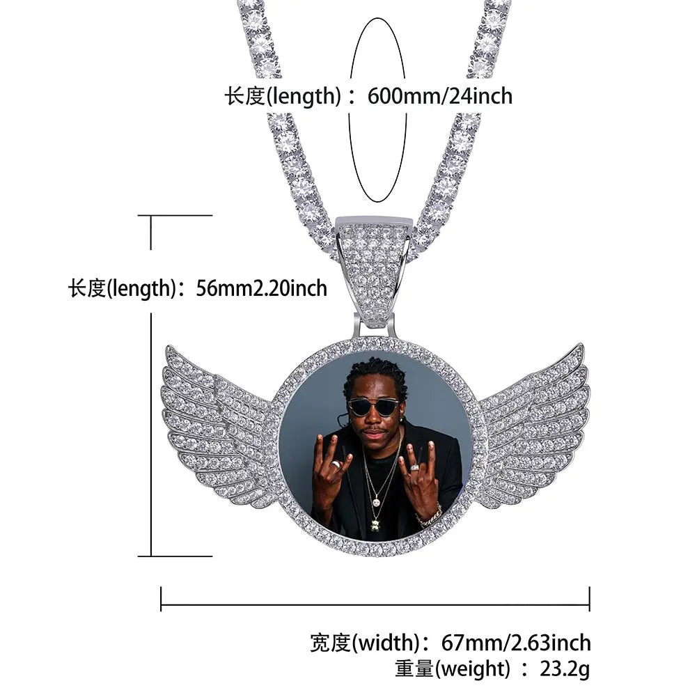 Custom Photo Memory Medallions Necklace With Tennis Chain With Cubic Zircon Chains - Blade & Thread