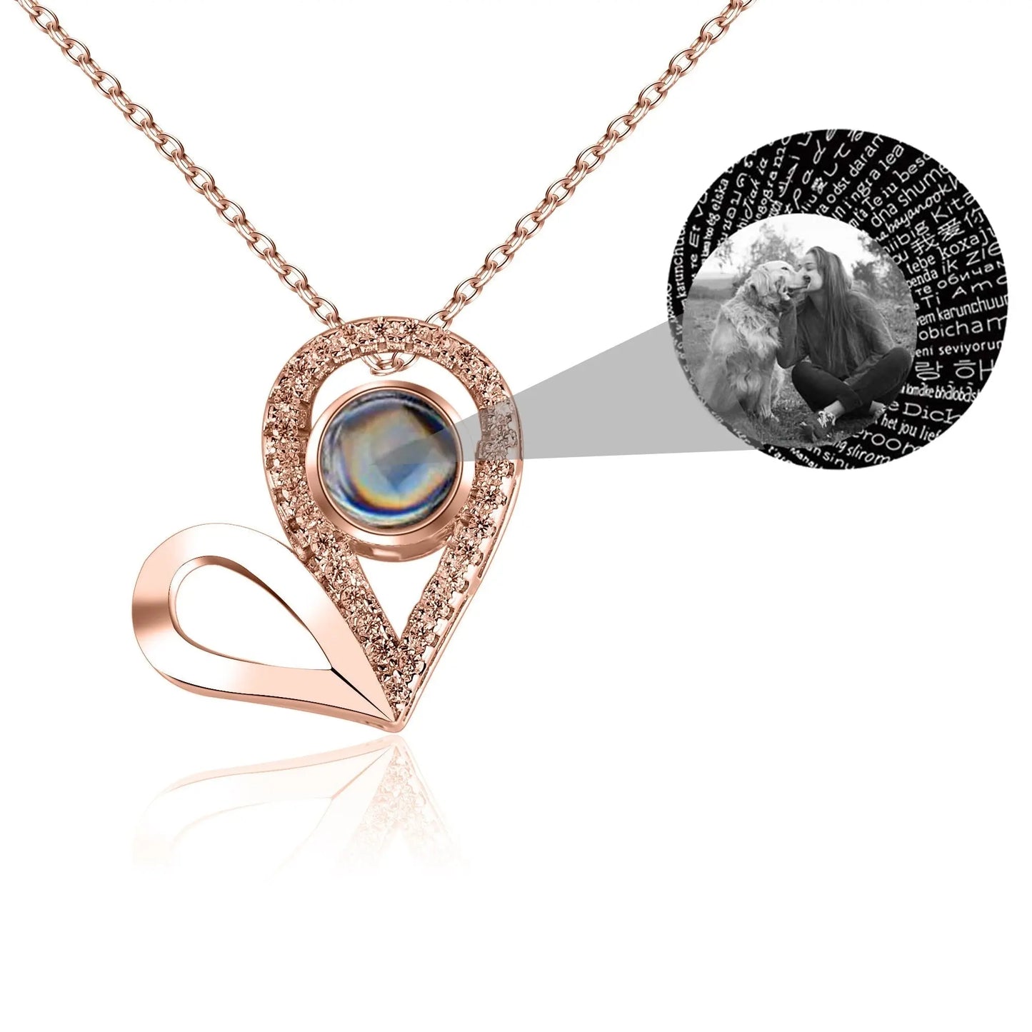 Custom Photo Name Projection Necklace For Love Memory Heart Shaped Necklaces - Blade & Thread