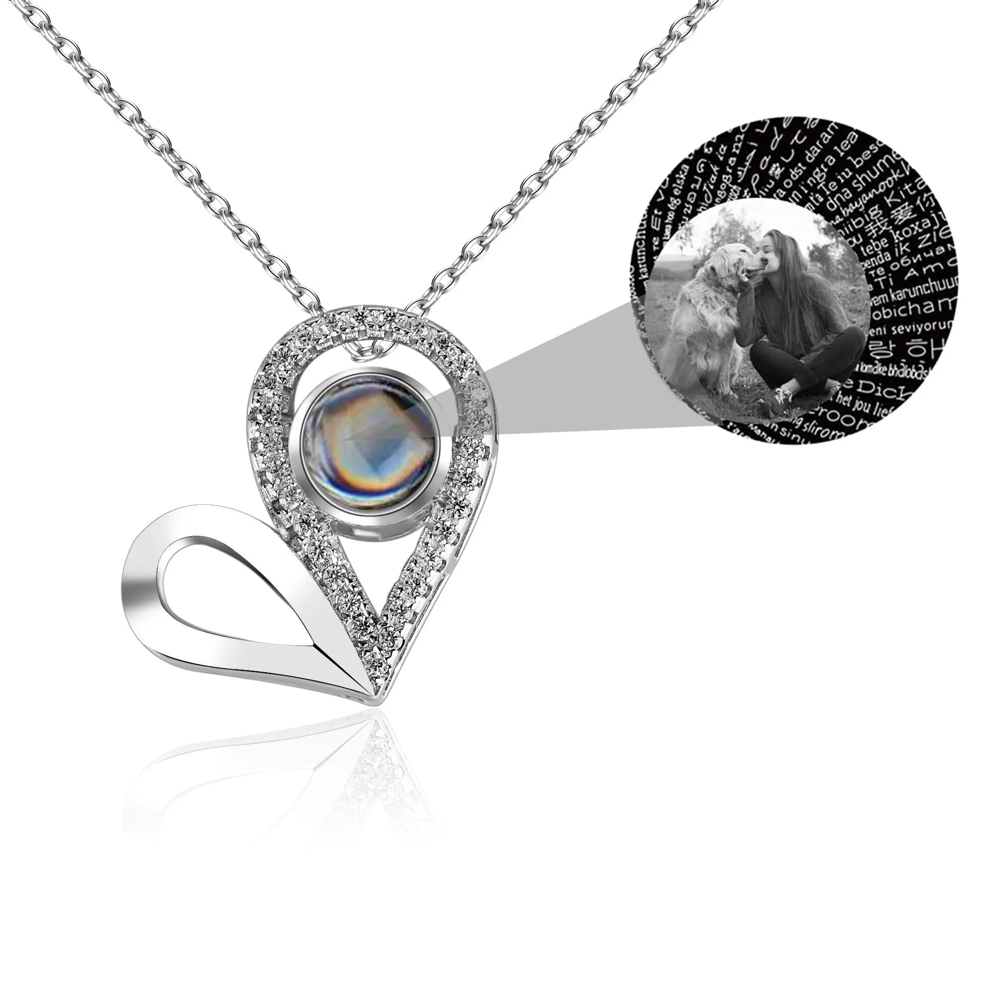Custom Photo Name Projection Necklace For Love Memory Heart Shaped Necklaces nowadaysfashion
