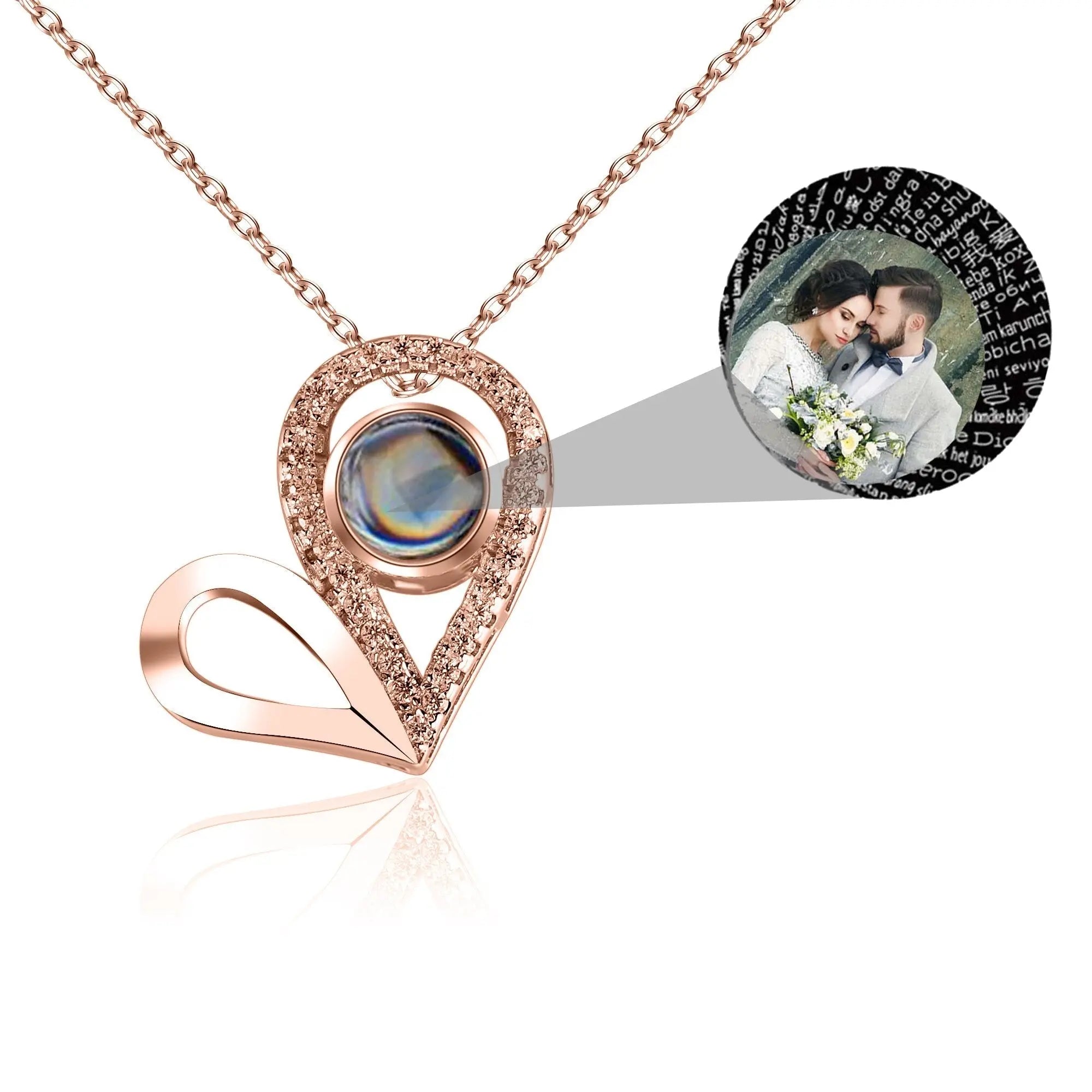 Custom Photo Name Projection Necklace For Love Memory Heart Shaped Necklaces nowadaysfashion