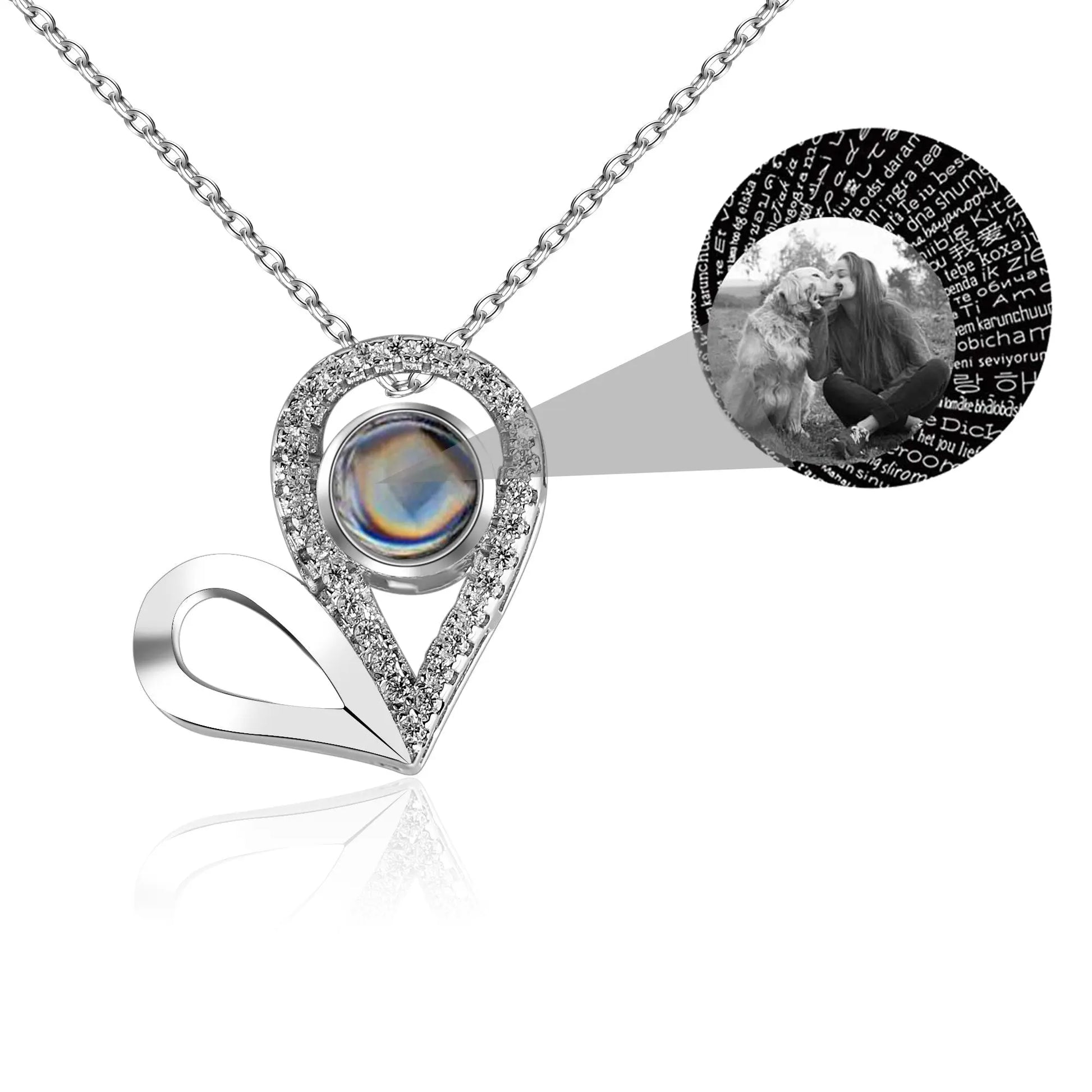 Custom Photo Name Projection Necklace For Love Memory Heart Shaped Necklaces - Blade & Thread