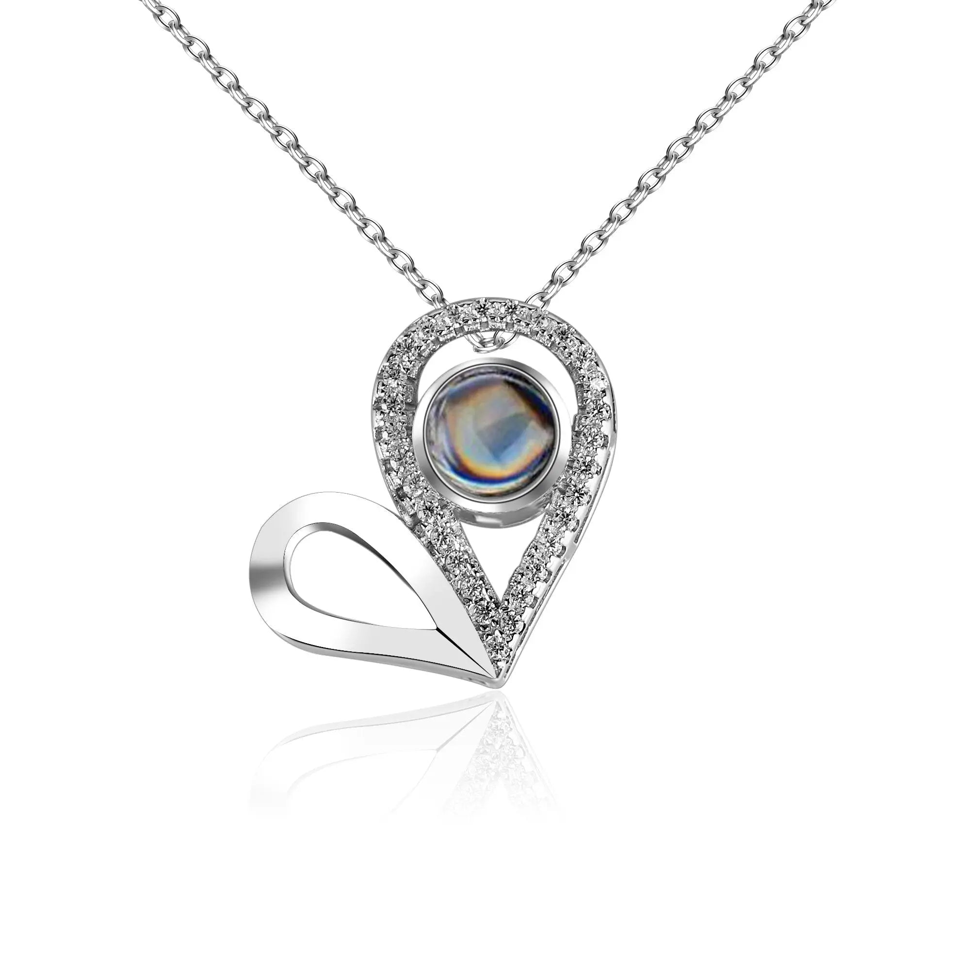 Custom Photo Name Projection Necklace For Love Memory Heart Shaped Necklaces nowadaysfashion