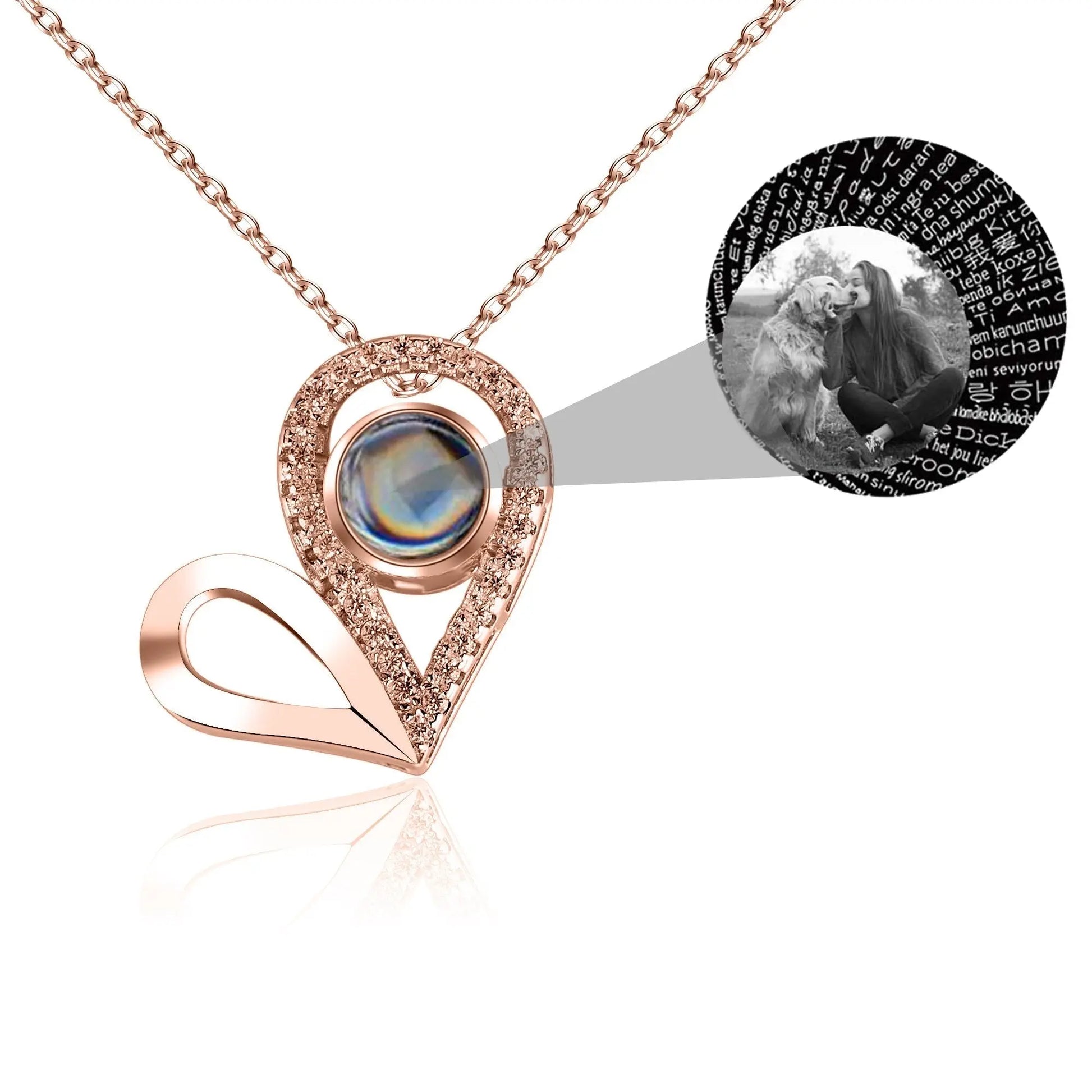 Custom Photo Name Projection Necklace For Love Memory Heart Shaped Necklaces - Blade & Thread