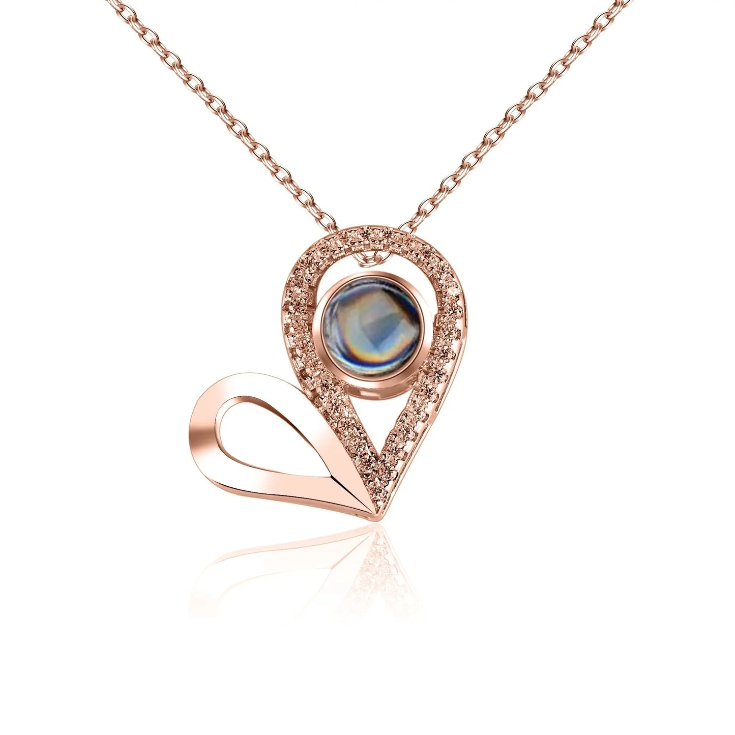 Custom Photo Name Projection Necklace For Love Memory Heart Shaped Necklaces - Blade & Thread